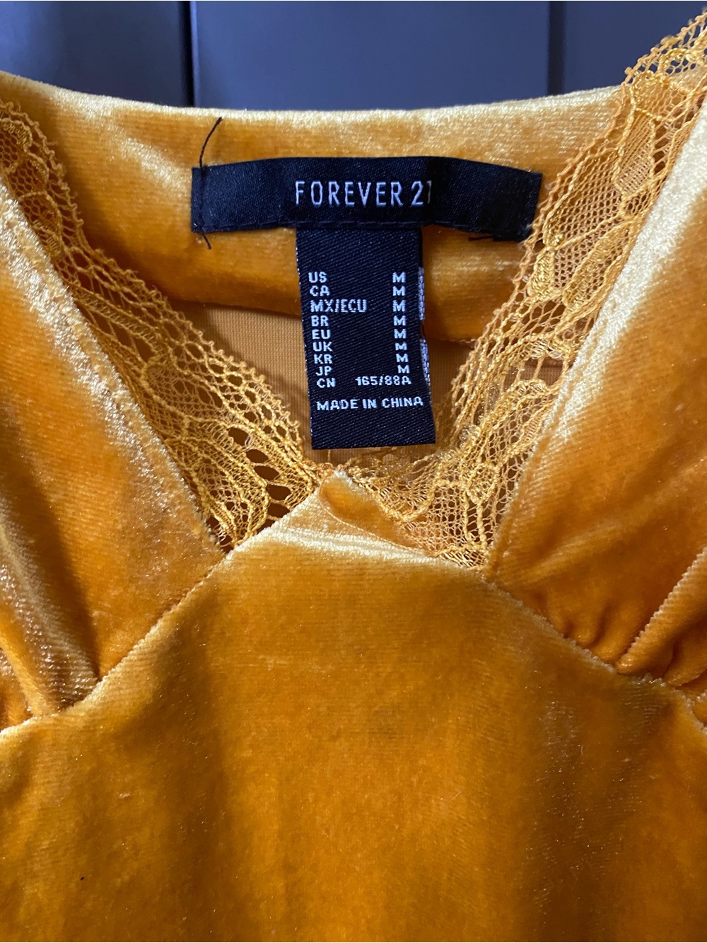 Yellow Velvet Lace-Trim Cami Top - Picture 4 of 4